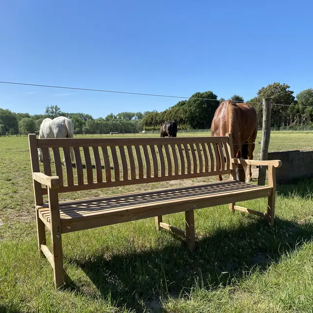 Banc de jardin en teck Dordogne 210 cm – photo 7