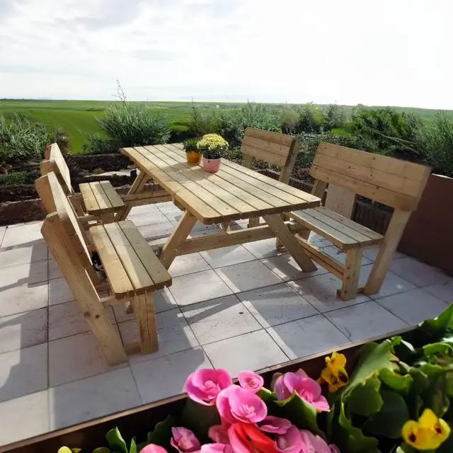 Table de pique-nique Family Confort KING® avec 4 dossiers